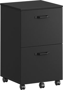 2-Drawer File Cabinet, Small Rolling Filing Cabinet for Home Office, Printer Stand, for A4, Letter-Size Documents, 15.7 X 16.5 X 27.6 Inches, Matte Black UOFC040B16