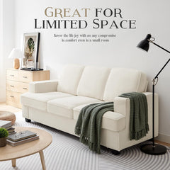 Couches for Living Room, 85” Cloud Couch in Soft Teddy Fleece, Removable Cover, Easy Assembly, Modern Sofa for Living Room/Bedroom/Office/Apartment, Beige