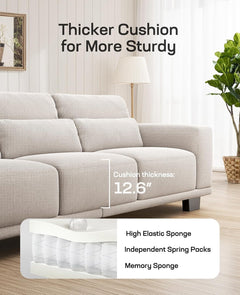 89" Sofa, 3 Seater Couch for Living Room, Modern Sofa with Deep Seats Supportive Cushion and Wide Armrests, Easy to Clean with Removable Covers, Linen Fabric, Beige