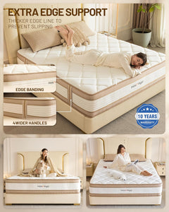12 Inch Queen Mattress, Hybrid Medium Firm Memory Foam Mattress with Innerspring, Reinforced Edge Support, Cooling Gel Pillow Top, Pressure Relief & Motion Isolation, Bed in a Box, Full/King Size