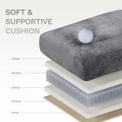 118-Inch U-Shaped Sectional Sofa with 4 Seats, 2 Ottomans, and Foldable Side Table in Grey for Living Room