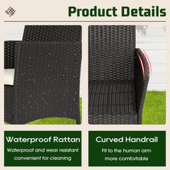 | 4-Piece Patio Furniture Set | Outdoor Wicker Furniture with Coffee Table | Modern Rattan Chairs Conversation Set | Outdoor Seating | Weather-Resistant | Black | for Porch, Garden, Lawn