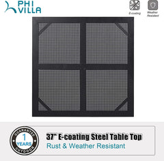 37 Inch Outdoor Dining Table Metal Steel Mesh Patio Dining Table Umbrella Table with 1.57" Umbrella Hole (Mesh)