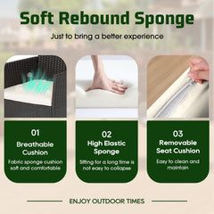 | 4-Piece Patio Furniture Set | Outdoor Wicker Furniture with Coffee Table | Modern Rattan Chairs Conversation Set | Outdoor Seating | Weather-Resistant | Black | for Porch, Garden, Lawn