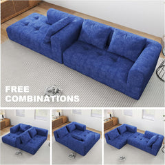 101" Modulr Sectionl Sof, Boneless Couch for Living Room, Cloud Sectionl Couch with Deep Set, L-Shpe Sof, Upholstered Couches for Living Room Bedroom, No ssembly Required, Blue (Slub Fbric)