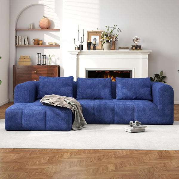 101" Modular Sectional Sofa - Boneless Cloud Couch with Deep Seat, No Assembly Required, Blue