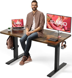 Electric Standing Desk Adjustable - 48 X 24 Inch Sit Stand up Desk with Cable Management - 3 Memory Preset Adjustable Height Table