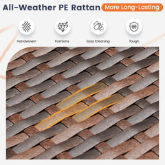 Patio Furniture Set, 8 Inch Armrest Outdoor Sectional Sofa, 6 Piece Wicker Outdoor Furniture Conversation Sets with Waterproof Cover and Coffee Table for Backyard Deck(Brown/Dark Grey)