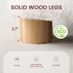 Full Size Boucle Bed Frame, Upholstered Cloud Bed Frame with Adjustable Headboard, Solid Wood Legs, Rounded Corners Design & Easy Assembly – Modern Platform Bed,Cream