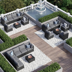 7 Piece Patio Furniture Set Wicker Rattan Patio Sectional Sofa Set Outdoor Seating Furniture with Thickened Cushion, Grey