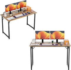 32/39/47 Inch Computer Desk Study Writing Table, Adjustable Feet, Modern Furniture for Home Office (1, Brown, 47 Inch)