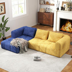 101" Modulr Sectionl Sof, Boneless Couch for Living Room, Cloud Sectionl Couch with Deep Set, L-Shpe Sof, Upholstered Couches for Living Room Bedroom, No ssembly Required, Blue (Slub Fbric)