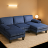 110" U-Shaped Sectional Sofa with Double Chaise, 4-Seat Corduroy Couch in Ocean Blue for Living Room Furniture
