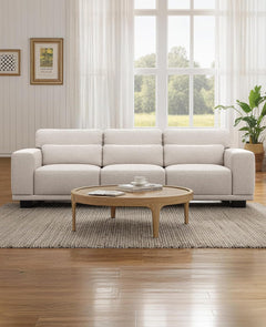 89" Sofa, 3 Seater Couch for Living Room, Modern Sofa with Deep Seats Supportive Cushion and Wide Armrests, Easy to Clean with Removable Covers, Linen Fabric, Beige