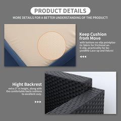 Outdoor Furniture Outdoor Couch Patio Furniture 3-Seat Sofa Deep Seat Hight Backrest with Waterproof Cover and Anti-Slip Cushions, Navy Blue