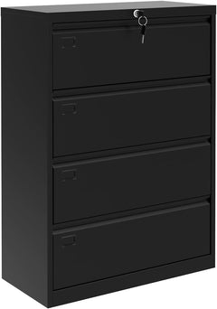 3-Drawer Mobile File Cabinet with Lock Keys | under Desk Lateral Storage Fits Legal Letter A4 | Adjustable Shelf, Easy Assembly Office Home Workspace - Dark Black