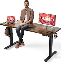 Electric Standing Desk Adjustable - 48 X 24 Inch Sit Stand up Desk with Cable Management - 3 Memory Preset Adjustable Height Table