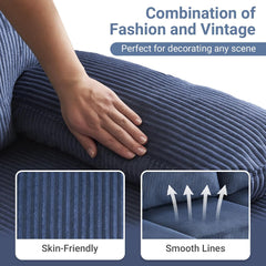 110" U-Shaped Sectional Sofa with Double Chaise, 4-Seat Corduroy Couch in Ocean Blue for Living Room Furniture