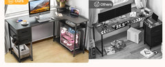L-Shape Gaming Desk with Drawers