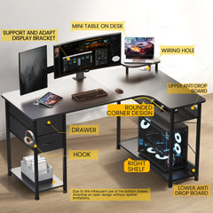 L-Shape Gaming Desk with Drawers