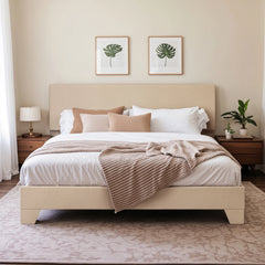 Upholstered Bed Frame with Adjustable Headboard
