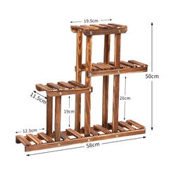 Carbonized Wood 4-Tier Plant Stand