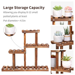Carbonized Wood 4-Tier Plant Stand