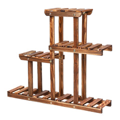 Carbonized Wood 4-Tier Plant Stand