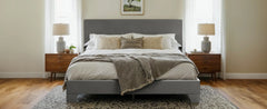 Upholstered Bed Frame with Adjustable Headboard