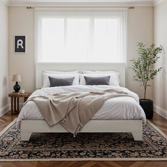 Upholstered Bed Frame with Adjustable Headboard