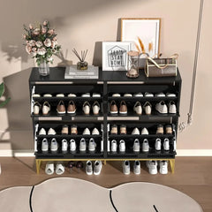 Slim Shoe Cabinet with Flip-Up Doors