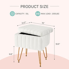 Faux Fur Storage Ottoman Stool