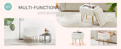 Faux Fur Storage Ottoman Stool