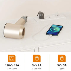 67" Rotatable Vanity Desk with Charging Station & LED Light