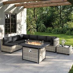 8-Piece Outdoor Patio Set with Fire Pit Table