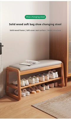 Solid Wood Entrance Shoe Cabinet