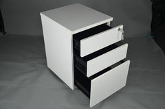 3-Drawer MDF Office File Cabinet with Wheels and Key Lock