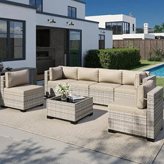 8-Piece Outdoor Patio Set with Fire Pit Table