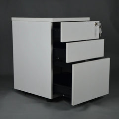 3-Drawer MDF Office File Cabinet with Wheels and Key Lock