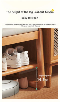 Solid Wood Entrance Shoe Cabinet