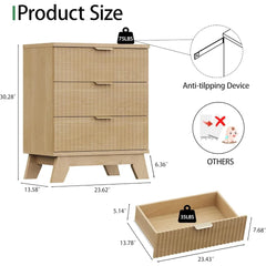 24" Wide Side Table with 3 Large Storage Drawers