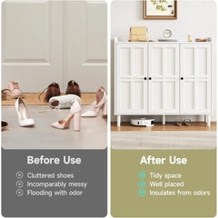 3-Door Shoe Cabinet with Adjustable Shelves