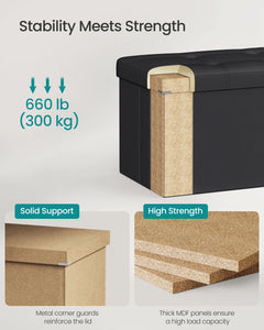 43" Folding Storage Ottoman Bench