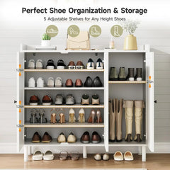 3-Door Shoe Cabinet with Adjustable Shelves