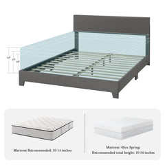 Upholstered Bed Frame with Adjustable Headboard