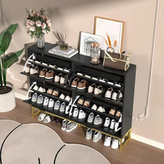 Slim Shoe Cabinet with Flip-Up Doors