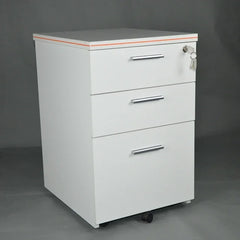 3-Drawer MDF Office File Cabinet with Wheels and Key Lock