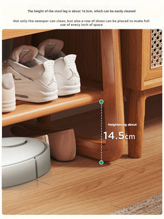 Solid Wood Entrance Shoe Cabinet