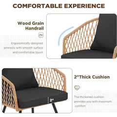 7-Piece Rattan Patio Dining Set with Wood Table