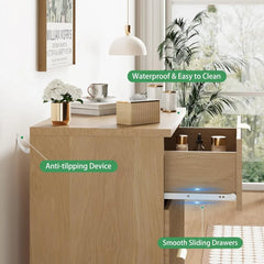 24" Wide Side Table with 3 Large Storage Drawers